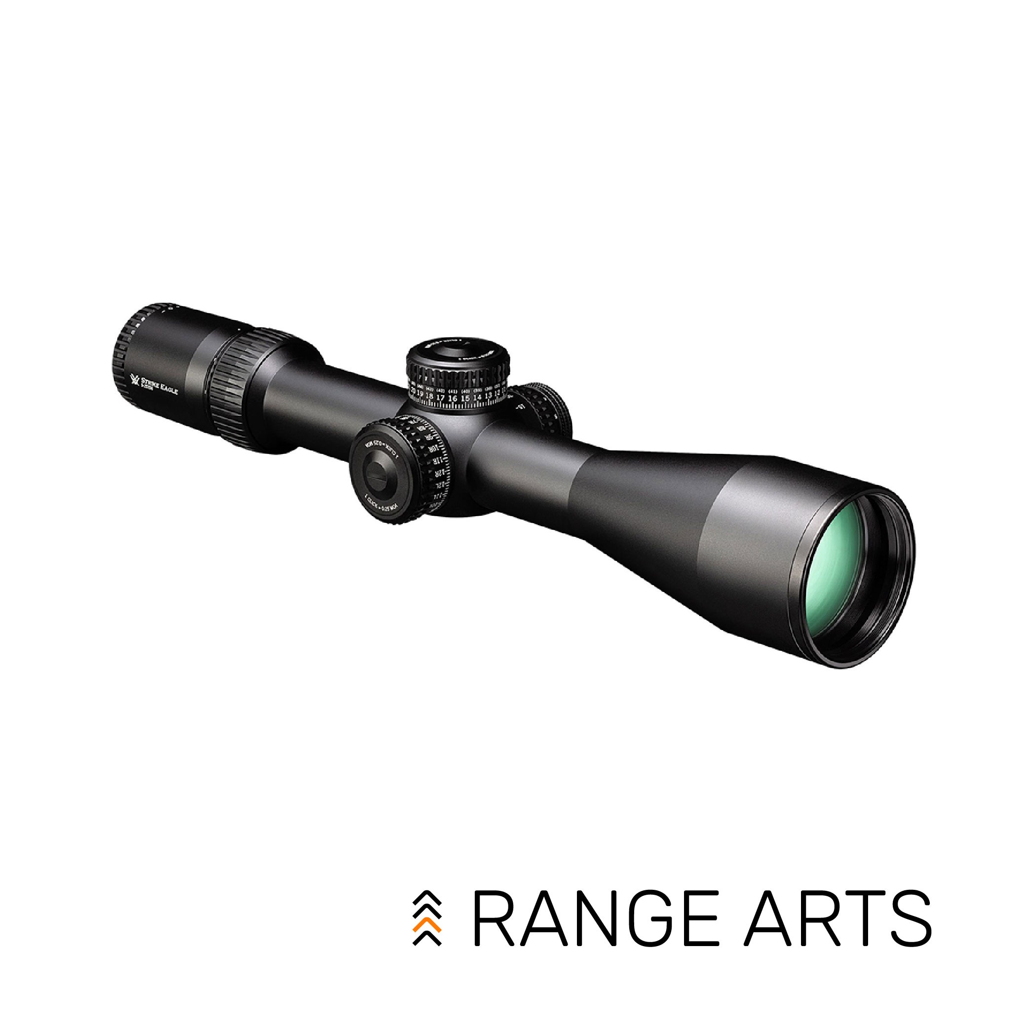 Vortex Strike Eagle 5–25x56 FFP Riflescope with EBR-7C MOA reticle – precision long-range optic with illuminated first focal plane reticle and tactical turrets at Range Arts.