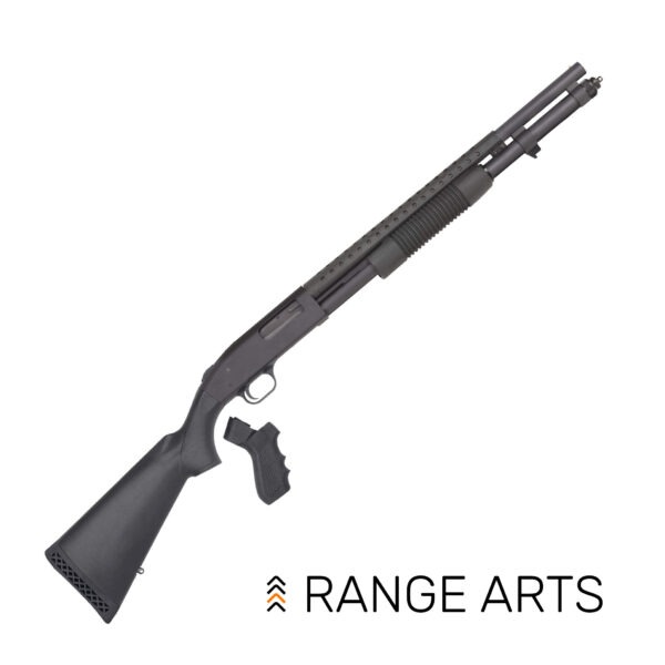 Mossberg 590 12GA 20-inch Synthetic Stock with Pistol Grip Kit — black tactical finish at Range Arts.