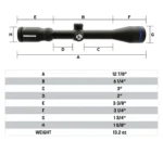 Scorpion Optics Marksman 135-BMK 4–12×40 Rifle Scope Duplex Reticle 1" Tube demensions at Range Arts
