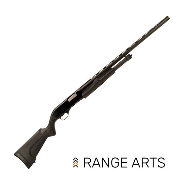 Stevens 320 Field 12GA 28" pump-action shotgun — traditional field stock and 28" barrel at Range Arts.