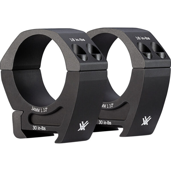 Vortex Pro Series 34mm Medium Scope Rings – precision-machined 7075 aluminum pair for Weaver/Picatinny rails at Range Arts.