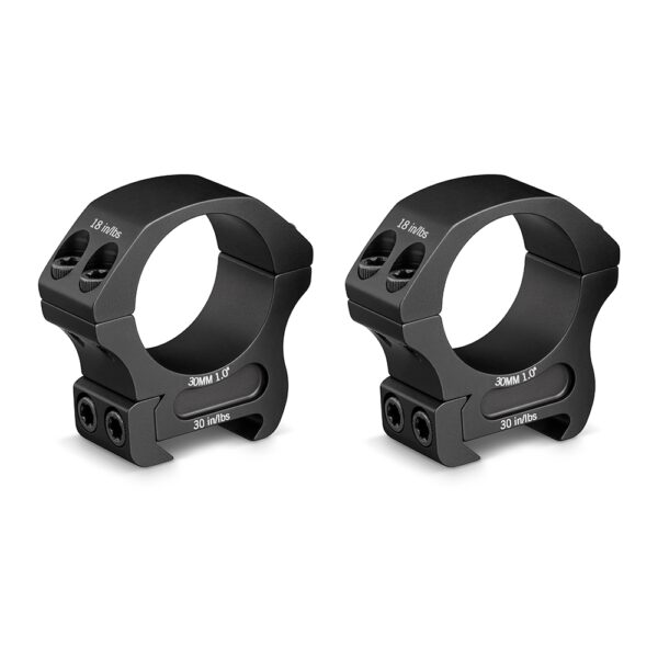 Vortex Pro Series 30mm Medium Scope Rings – CNC-machined 7075 aluminum pair for Weaver/Picatinny mounts at Range Arts.