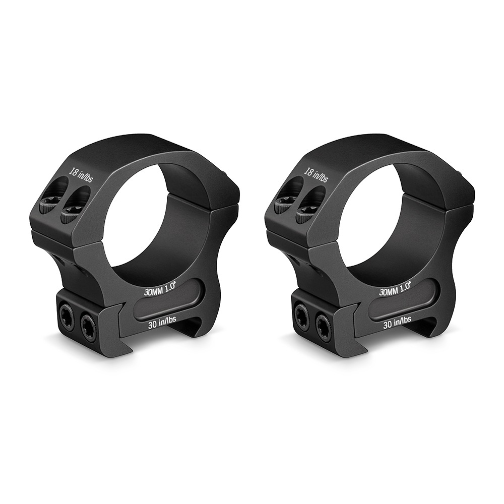 Vortex Pro Series 30mm Medium Scope Rings – CNC-machined 7075 aluminum pair for Weaver/Picatinny mounts at Range Arts.