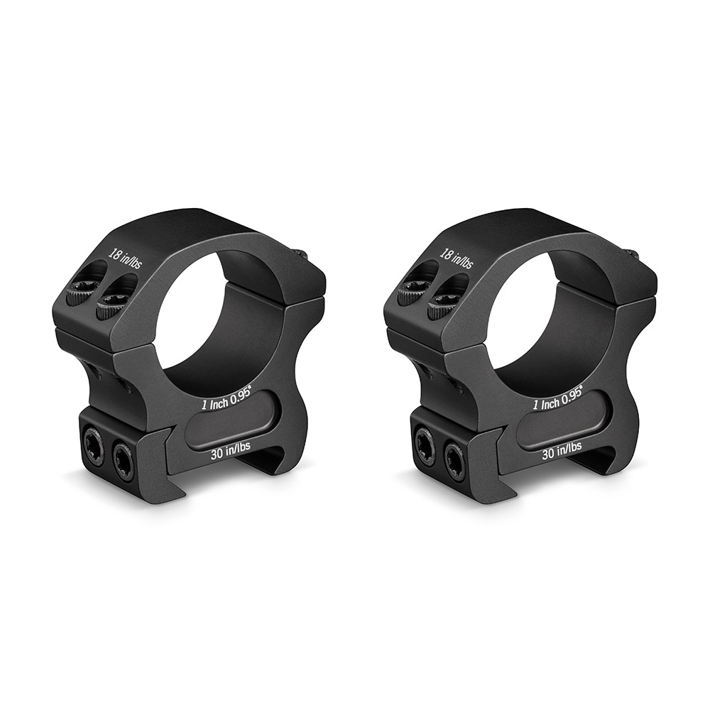 Vortex Pro Series 1-Inch Medium Scope Rings – precision CNC aluminum set of two for Weaver/Picatinny rails at Range Arts.