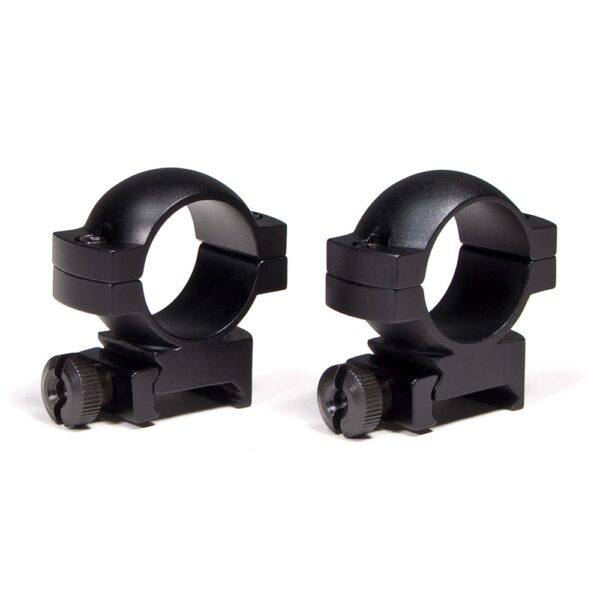 Vortex Hunter 1-Inch Medium Scope Rings – matte black aluminum pair for Weaver/Picatinny mounts at Range Arts.