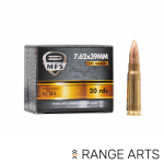 MFS RUAG 7.62×39mm 124 grain FMJ non-corrosive rifle ammunition 20 round box at Range Arts