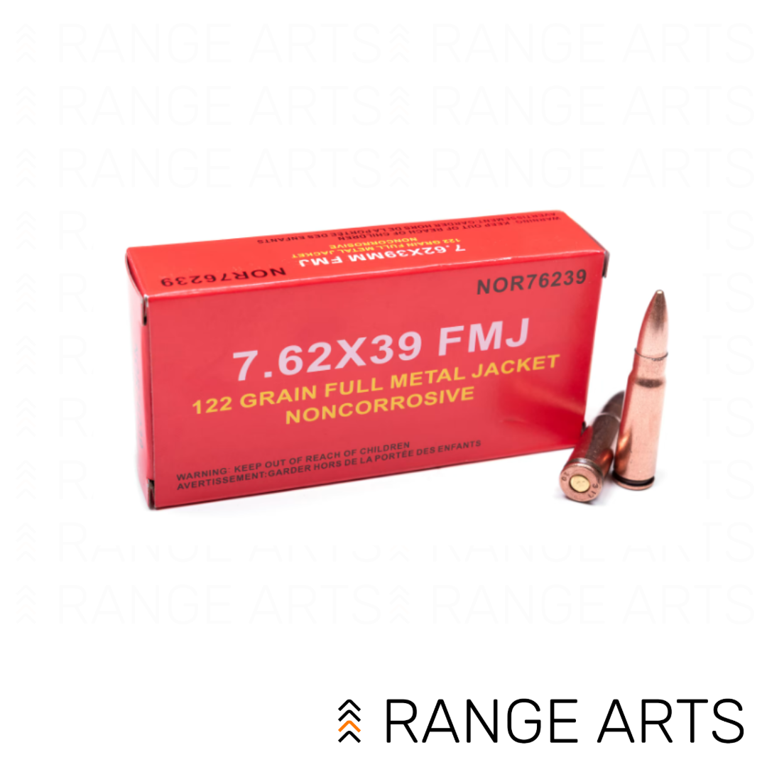 Norinco non-corrosive 7.62x39mm FMJ rifle ammunition 20 round box at Range Arts