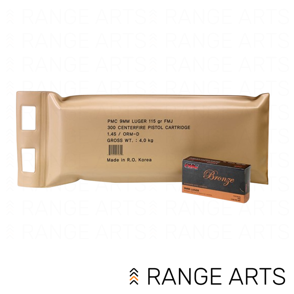 PMC 9mm 115 grain Battle Pack handgun ammunition 300 round pack at Range Arts
