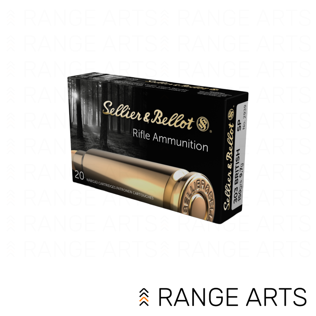 Sellier & Bellot .303 British 150 grain soft point rifle ammunition 20 round box at Range Arts