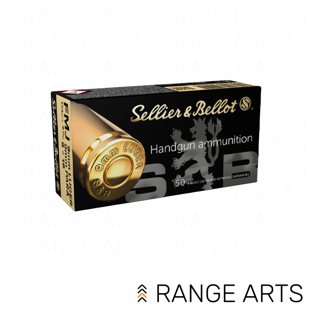 Sellier & Bellot 9mm 124 grain FMJ bulk pack handgun ammunition 1000 rounds at Range Arts