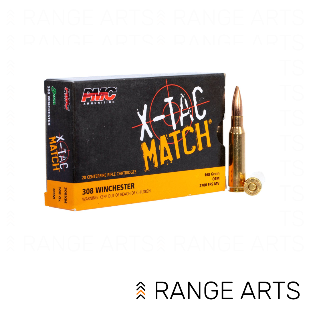 PMC X-TAC Match .308 Winchester 168 grain OTM rifle ammunition 20 round box at Range Arts
