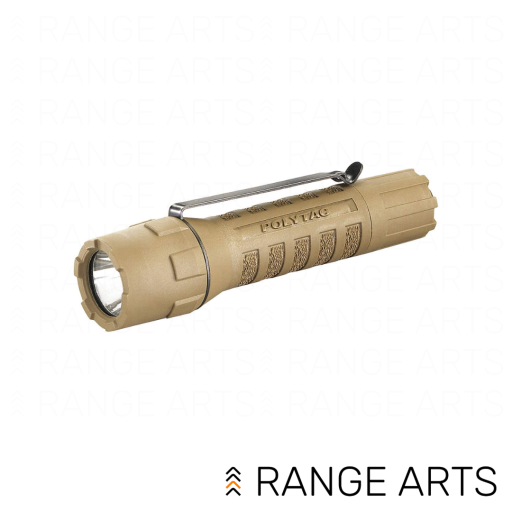 Streamlight PolyTac LED tactical flashlight in coyote with 600-lumen C4 LED at Range Arts