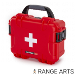 Nanuk 904 First Aid Kit with accessories in waterproof protective case for emergency preparedness at Range Arts