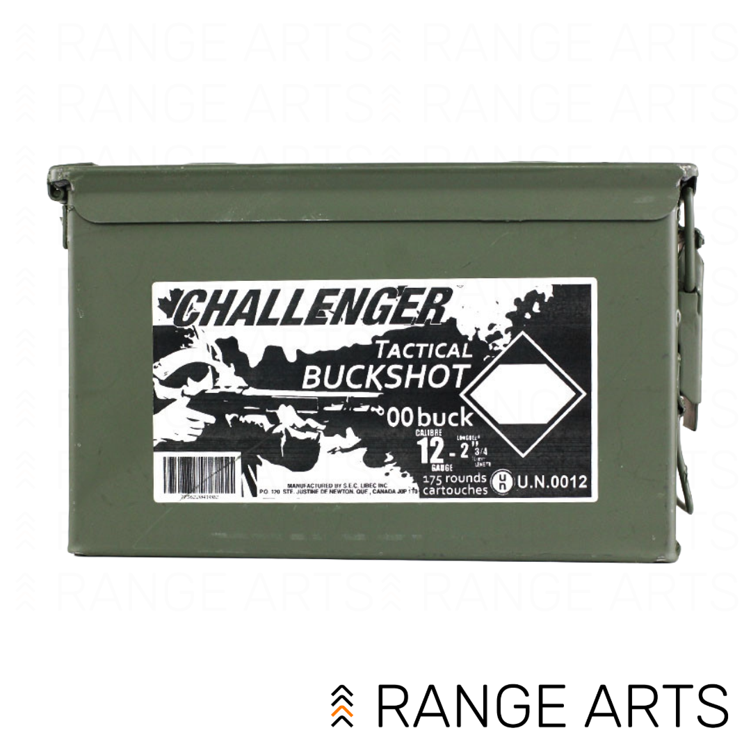RAWebProductPIC copy-50 Challenger 12 gauge 2.75 inch 00 Buck 9 pellet 175 round bulk ammunition case at Range Arts