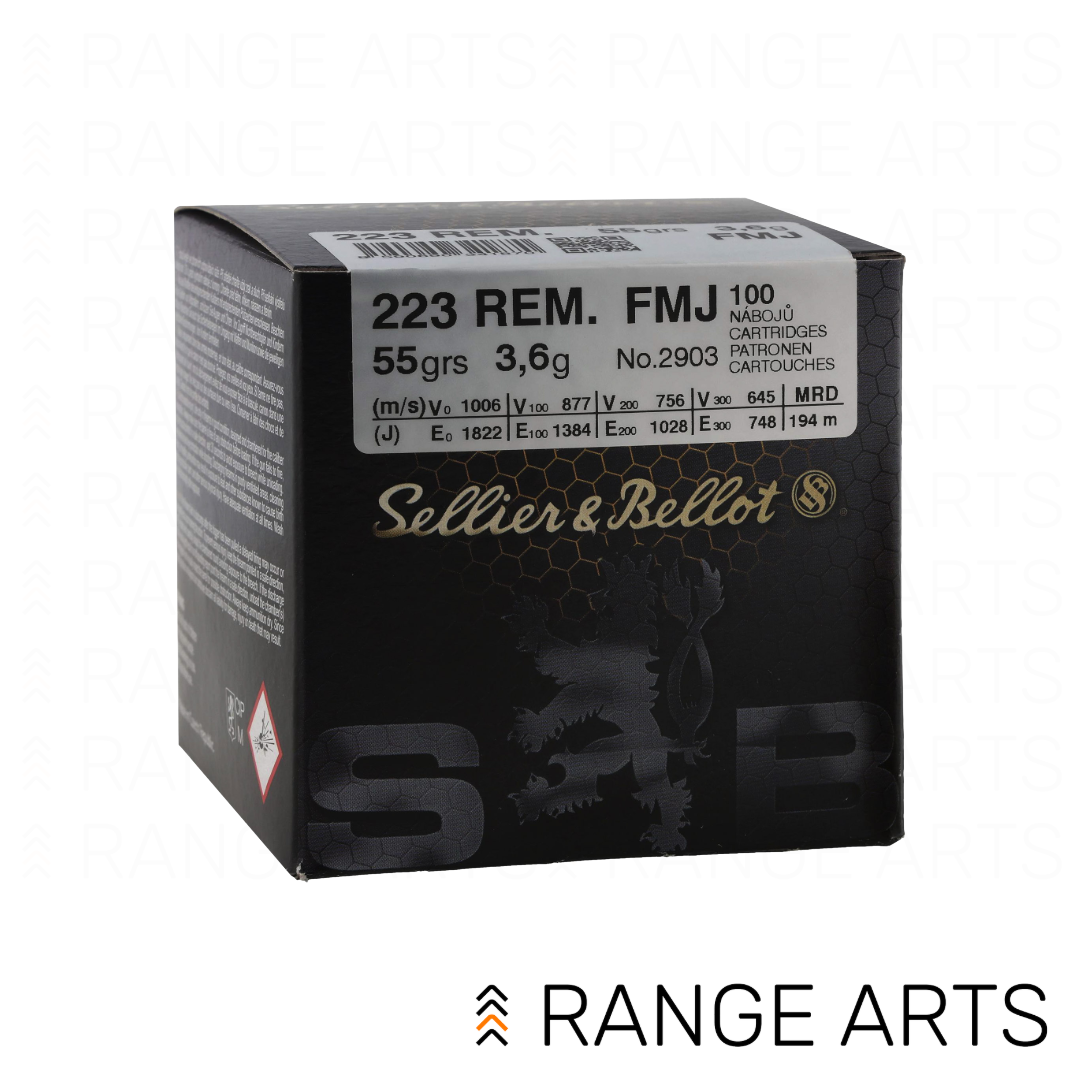 RAWebProductPIC copy-52 Sellier & Bellot .223 Remington 55 grain FMJ 100 round ammunition box at Range Arts