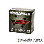 Challenger 12 gauge 2 3/4 inch 00 Buck 9 pellet shotgun ammunition 25 round box at Range Arts