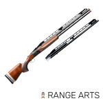 Canuck Trap Combo over-under 12 gauge shotgun with adjustable Turkish walnut stock and 32 inch barrels at Range Arts