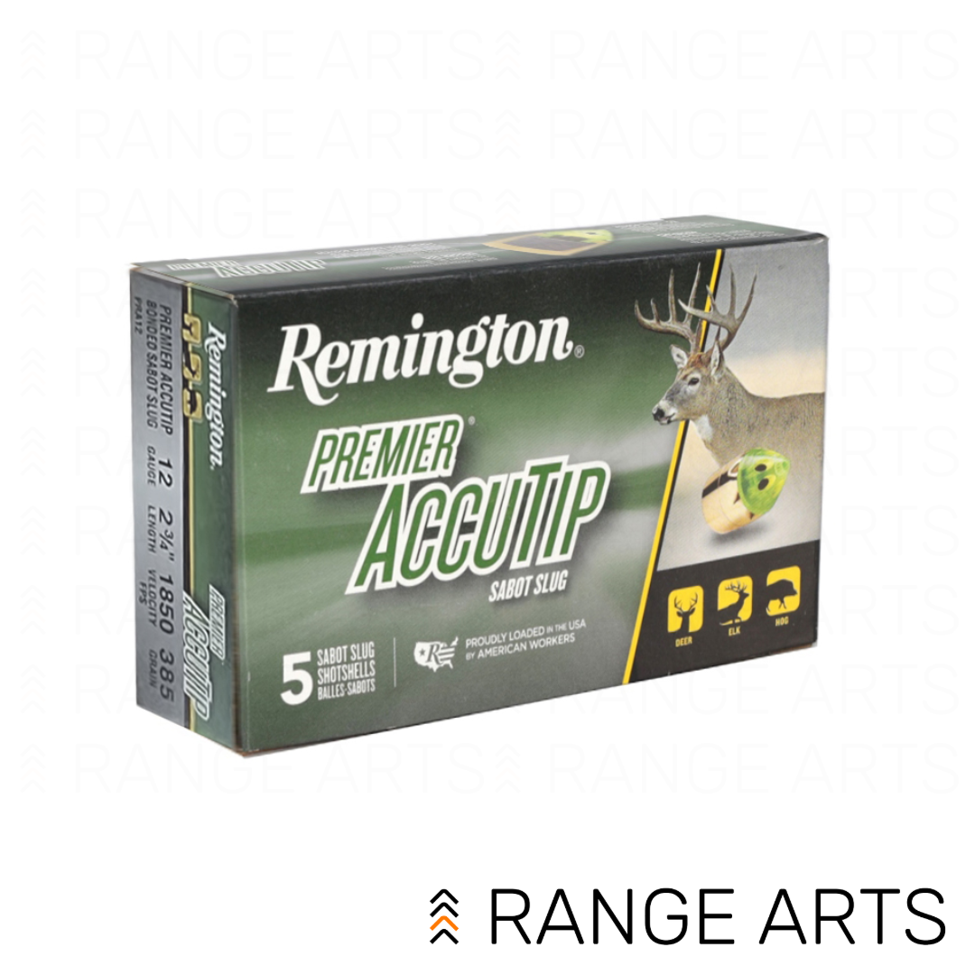 RAWebProductPIC copy (2)-15 Remington Premier AccuTip 12 gauge 2 3/4 inch sabot slug ammunition 5 round box at Range Arts