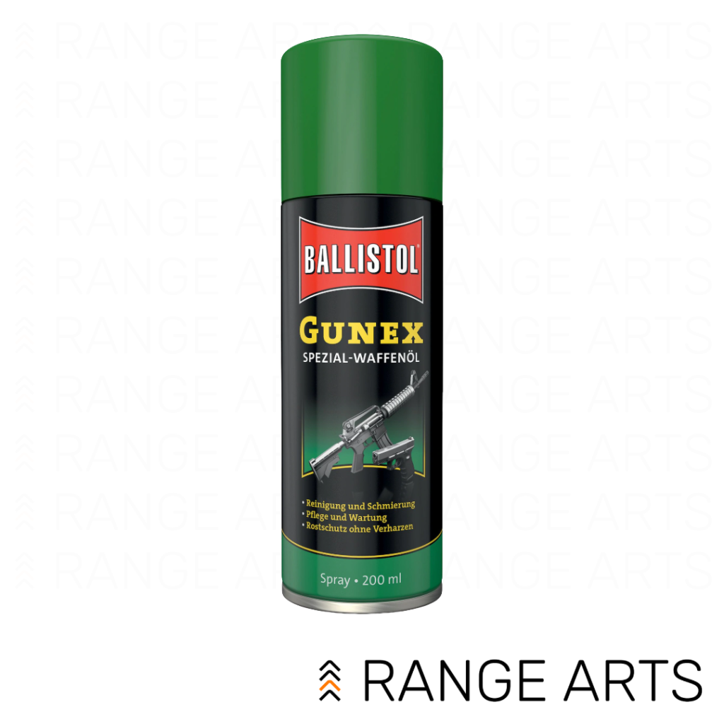 Ballistol Gunex Gun Care Oil Spray 200ml firearm lubricant and rust protection oil at Range Arts