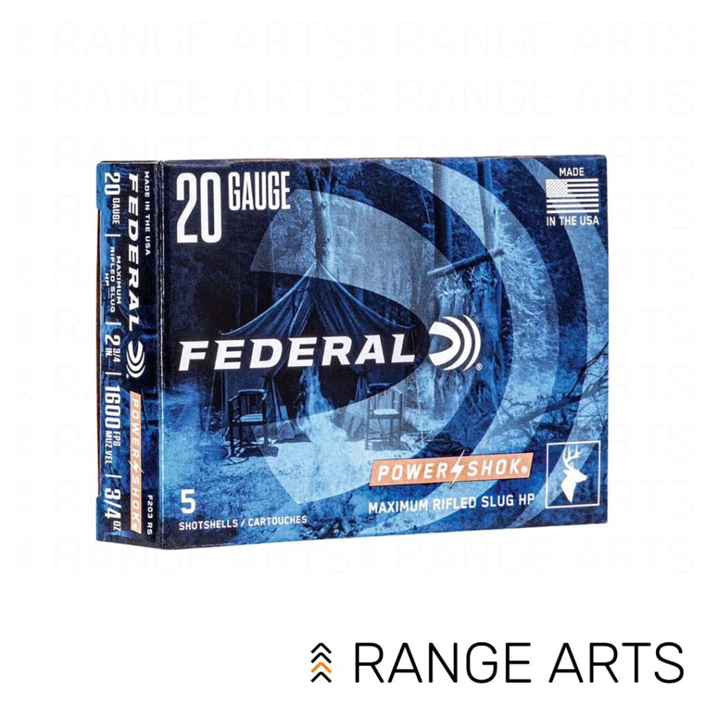 Federal 20 gauge 2 3/4 inch 3/4 ounce rifled slug ammunition at Range Arts