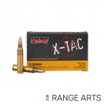 PMC X-TAC Match 5.56x45mm 55 grain FMJ-BT rifle ammunition 20-round box at Range Arts