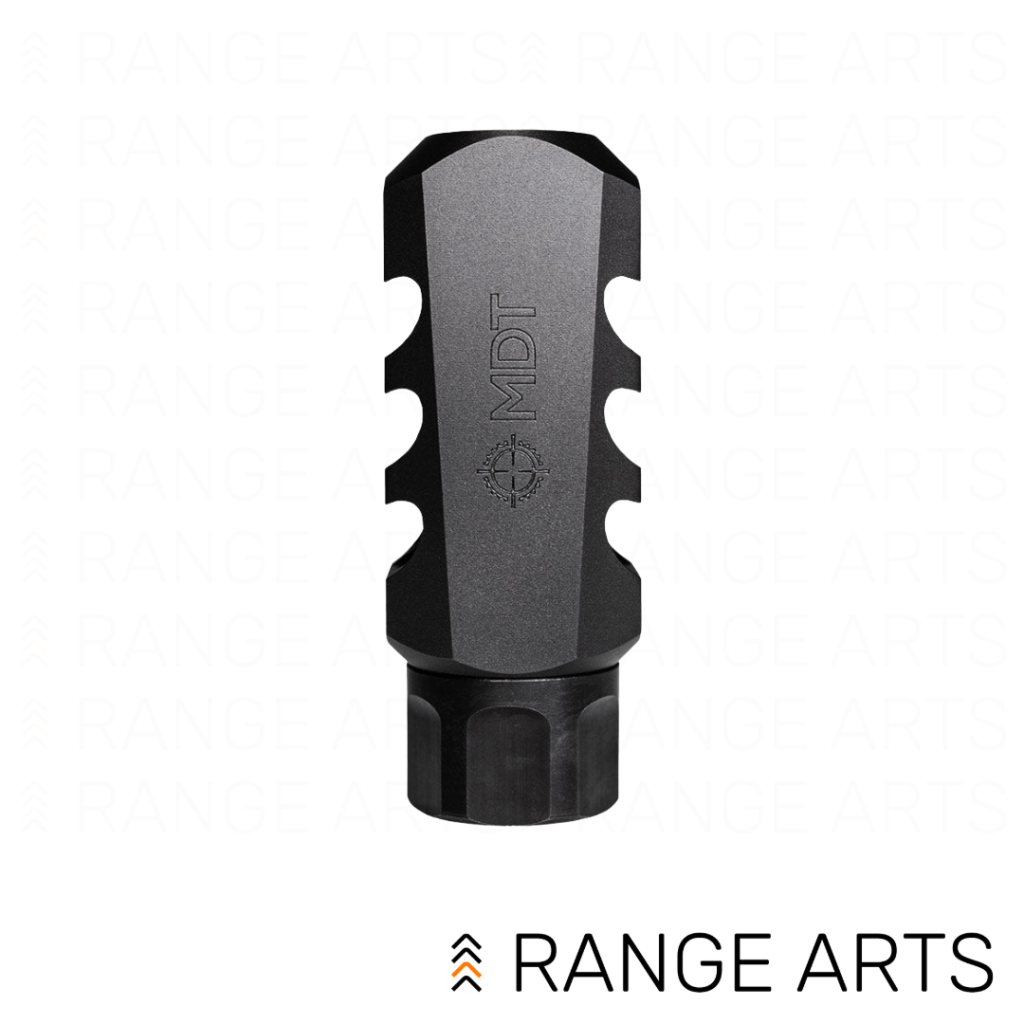 MDT Elite Muzzle Brake in black with multi-port recoil-reduction design and adjustable top ports